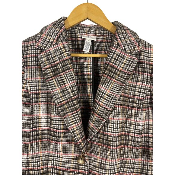 St. Johns Bay Womens Classic Houndstooth Plaid Blazer Size Medium Wool Blend - Picture 3 of 8